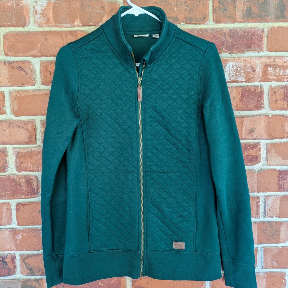 L.L. Bean Women's Quilted Full-Zip Sweatshirt, Forest/Kelly Green